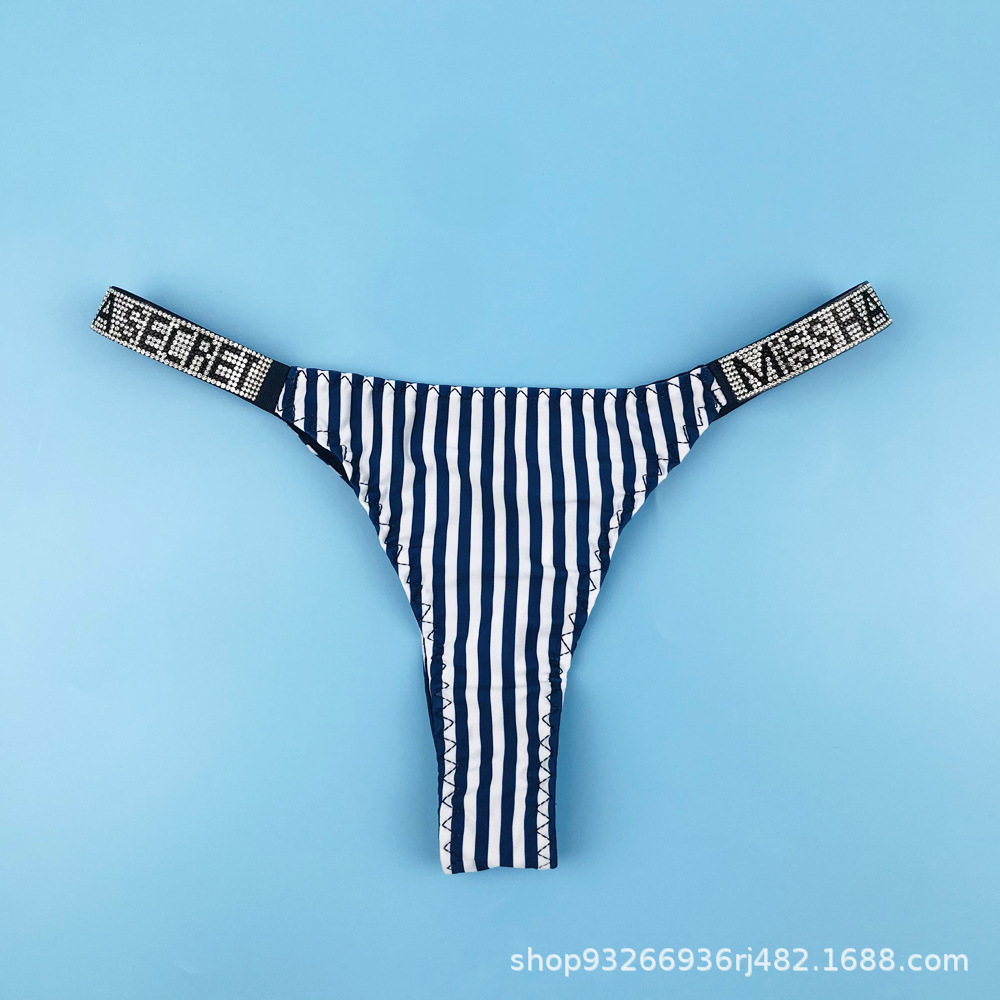 Ropa interior antibacteriana rusa con diamantes de imitación, bragas de talla grande, tanga sexy de cintura baja que levanta la cadera, antibacteriana y transpirable