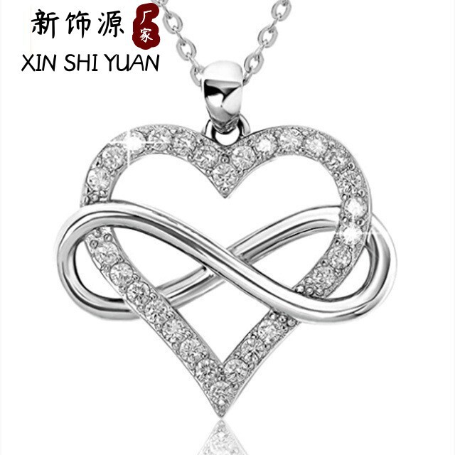 wish AliExpress popular unlimited love necklace Women's European and American simple love heart-shaped clavicle necklace cross-border direct supply wish AliExpress popular unlimited love necklace Women's European and American simple love heart-shaped clavicle necklace cross-border direct supply