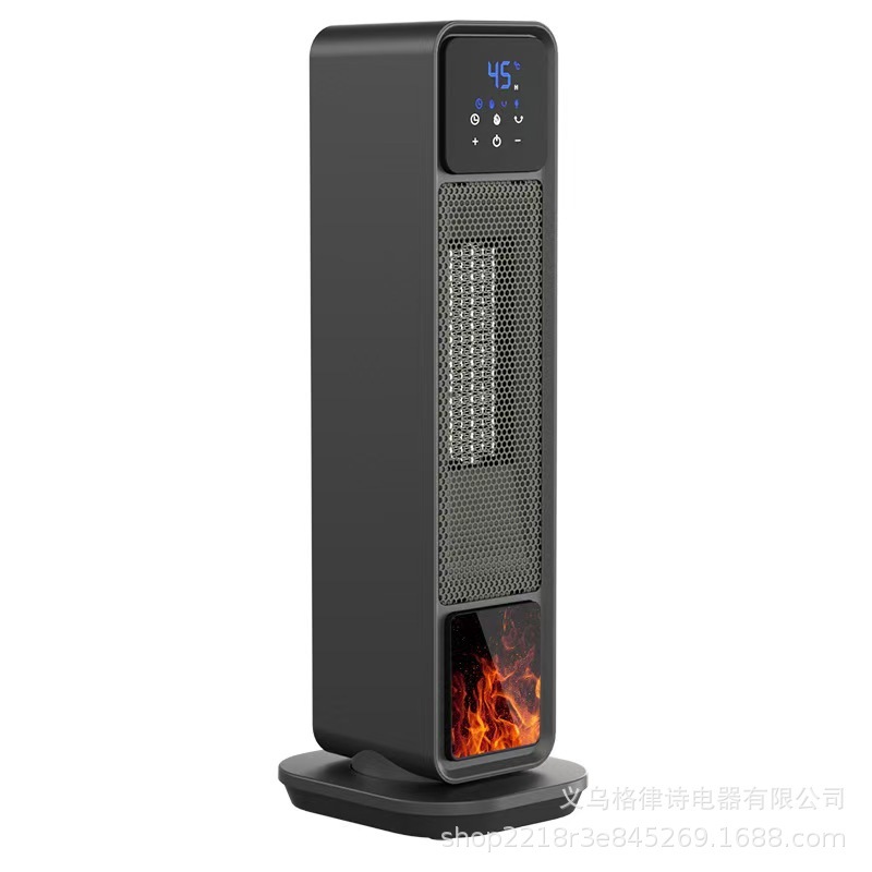 2025年新款跨境立式可摇头冷暖两用火焰氛围遥控智能暖风机取暖器|undefined