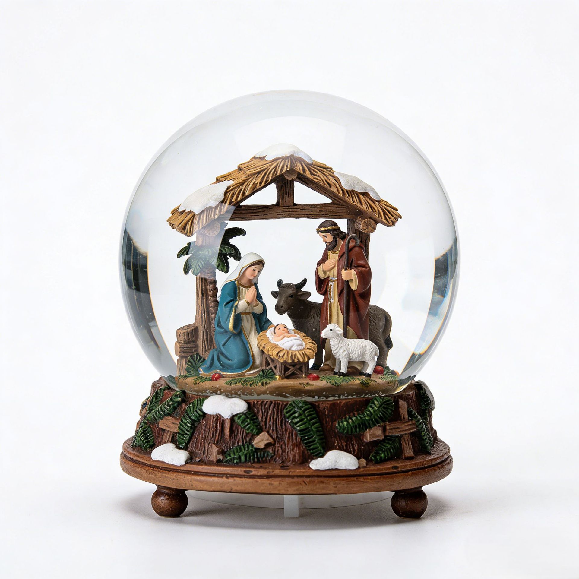Nuevos productos transfronterizos de la serie de pesebre de Navidad Nieve bola de cristal personajes clásicos resina artesanía decoración