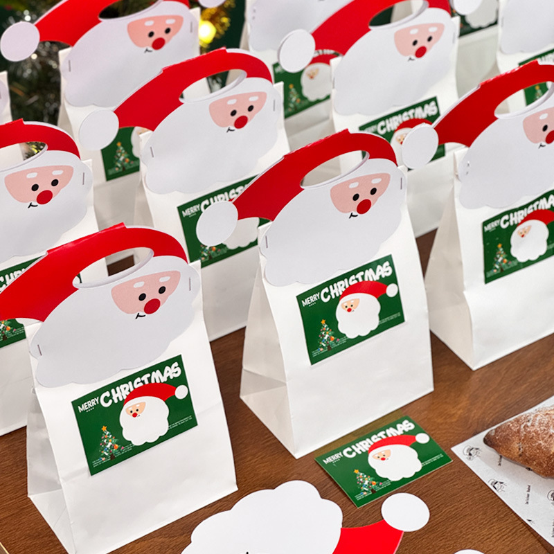 网红圣诞节封口创意烘焙卡头牛皮纸袋碱水面包包装袋异型标签批发