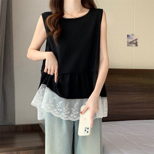 Lace Hem Camisole Women's New Spring and Summer Large Size Fat mm Inner Loose Sleeveless Bottoming Shirt Top Lace Hem Camisole Women's New Spring and Summer Large Size Fat mm Inner Loose Sleeveless Bottoming Shirt Top
