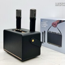 M17K PLUS手提双喇叭蓝牙音响皮质便携大功率双麦克风全民K歌音响