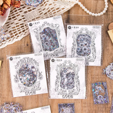 贝壳光pet贴纸包花市明媚系列ins复古风流麻镭射烫金浮雕手账胶带