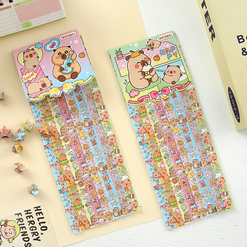 Nuevo Capi nocturno estrellas y rayas de origami estudiantes de primaria DIY todo el cielo origami hecho a mano para niños impresión origami