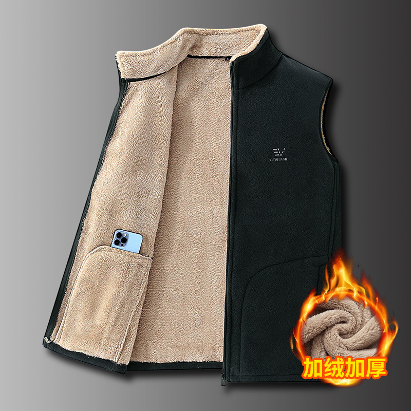 Men's Fleece-Lined Vest for Autumn and Winter, Cross-Border Style, Warm and Thickened Jacket, Men's Fleece Clothing, Middle-Aged Dad's Outfit Men's Fleece-Lined Vest for Autumn and Winter, Cross-Border Style, Warm and Thickened Jacket, Men's Fleece Clothing, Middle-Aged Dad's Outfit