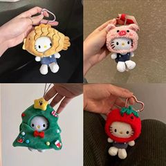 かわいいkitty猫のバッグストラップぬいぐるみのキーホルダー