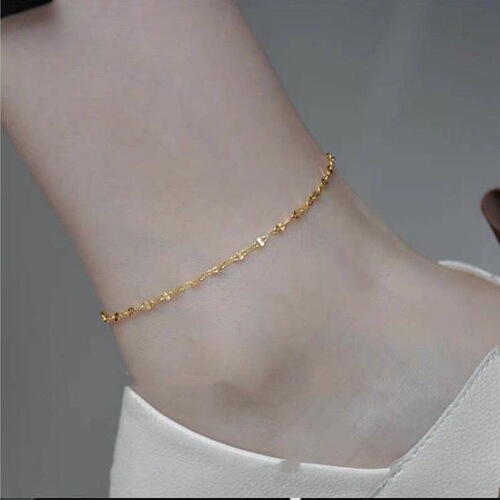 Korean style ins style Internet celebrity titanium steel anklet women's lip chain bracelet anklet simple fashion sexy personality anti-fading