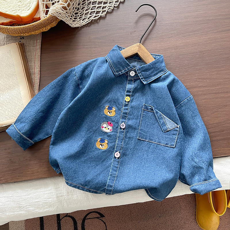 Camisas de vaqueros para niños, chaqueta de otoño para niños, chaqueta de otoño para niños guapo, camisa de mangas largas