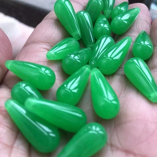 翡翠干青玉石水滴耳环配饰配件  玉兰花翠玉散珠散件