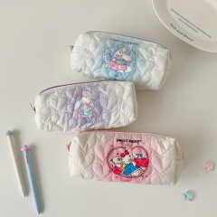 ins韩版卡通绗缝文具袋桌面diy手账素材收纳袋学生便携笔袋铅笔袋