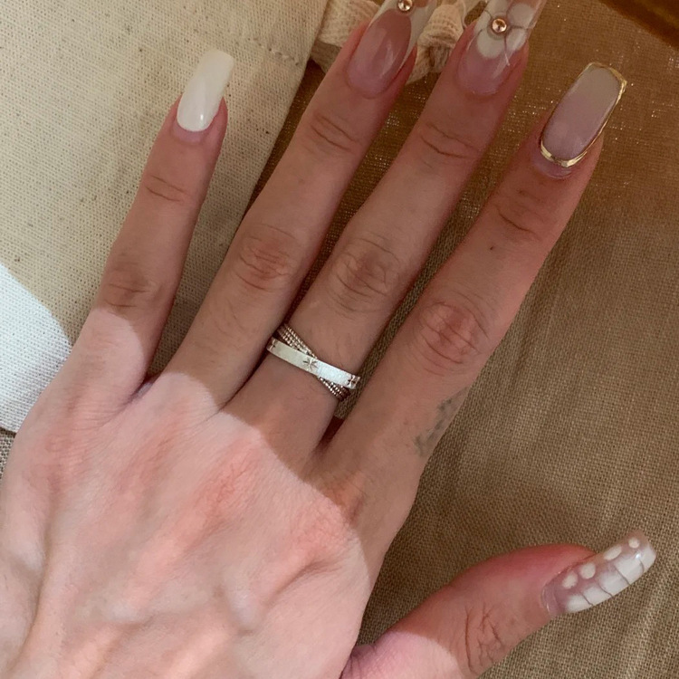 New Vintage Gold Starburst Double Ring Ring for Women Retro Exquisite Accessible Luxury Index Finger Ring Niche Design Ring