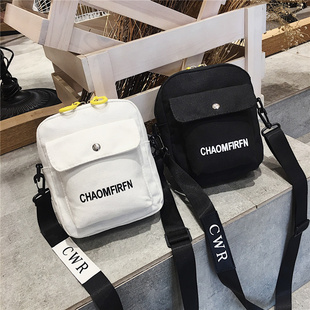 Korean Kidsren's Super Popular Canvas Bag Boys and Girls Crossbody Bag Trendy and Cool Primary School Student Mobile Phone Shoulder Bag