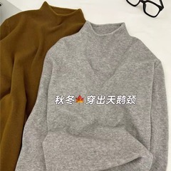 设计感软糯小立领修身毛衣打底衫女冬半高领针织秋冬长袖内搭上衣