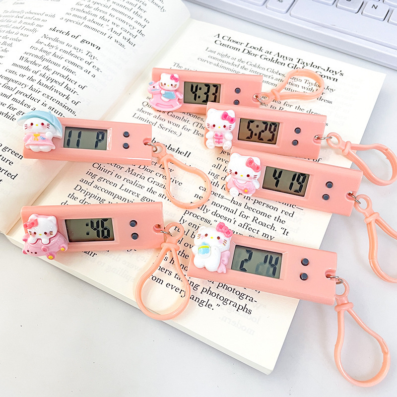 Cute pink kitten watch cartoon mini electronic clock student exam class schedule clock timer