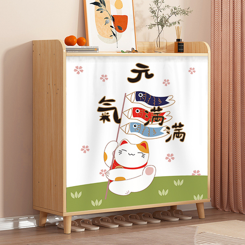 Gabinete de tela que cubre la cortina Velcro autoadhesivo gabinete de zapatos que cubre la cortina fea sin perforaciones armario sundries gabinete puerta cortina hogar
