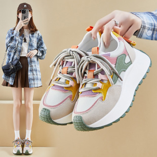 Ins K-Style New Dad Shoes for Women 2025 Spring Student Running Sports Thick Sole Heightening Casual Shoes Bn016-1