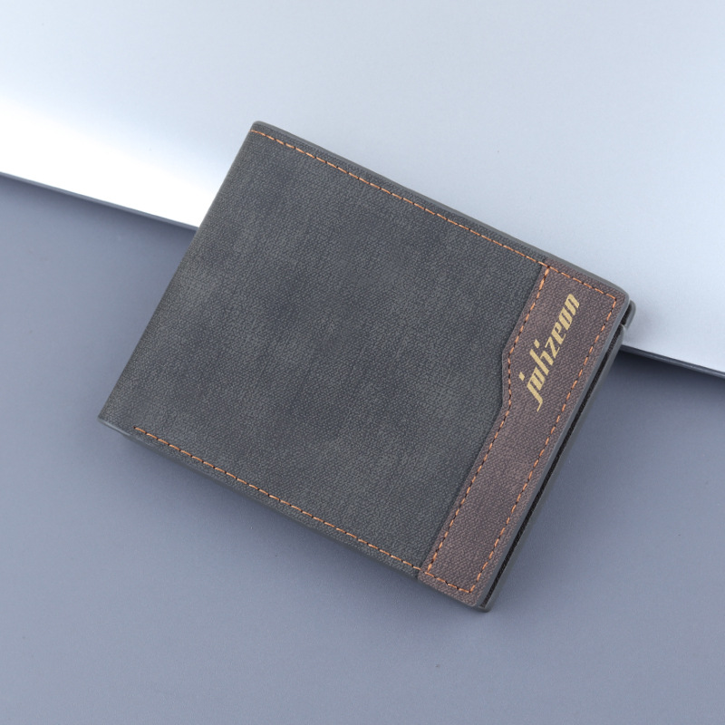 Cartera de los hombres cartera corta esmerilada titular de la tarjeta de gran capacidad horizontal de los hombres cartera de los hombres engrosada negocio tríptico