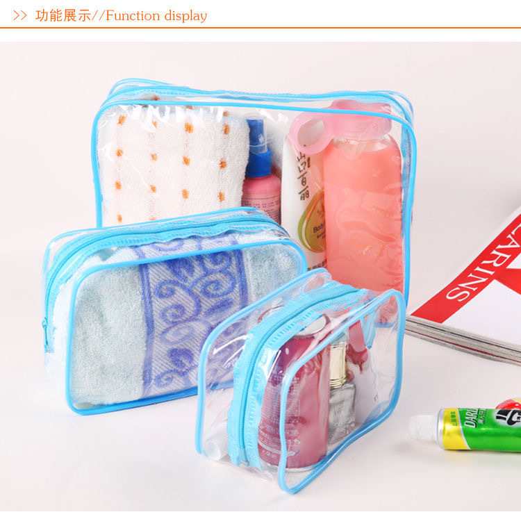 Bolsa de Aseo Transparente Transfronteriza, Bolsa de Cosméticos con Cremallera Conveniente, Bolsa de Almacenamiento para Objetos Diversos del Aeropuerto, Bolsa Transparente de PVC Engrosada al por Mayor