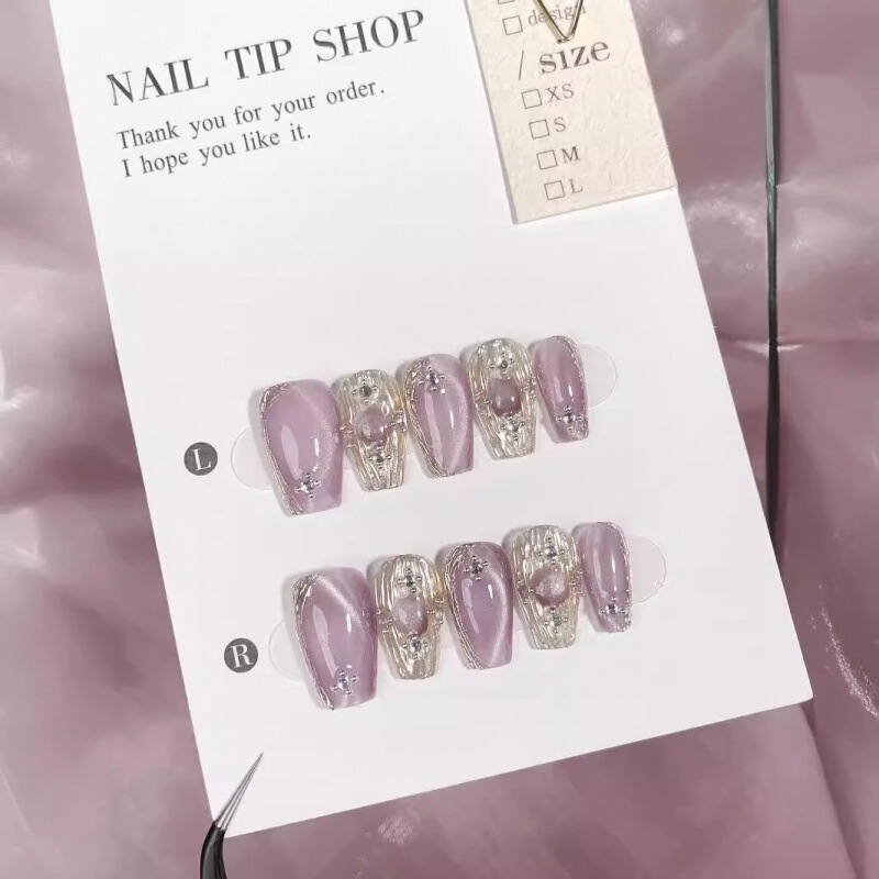 Purely Handmade Wearable Nail Phototherapy Manicure Patch Finished Product Wholesale Buccellati Purple Boutique Fake Nails Removable Purely Handmade Wearable Nail Phototherapy Manicure Patch Finished Product Wholesale Buccellati Purple Boutique Fake Nails Removable
