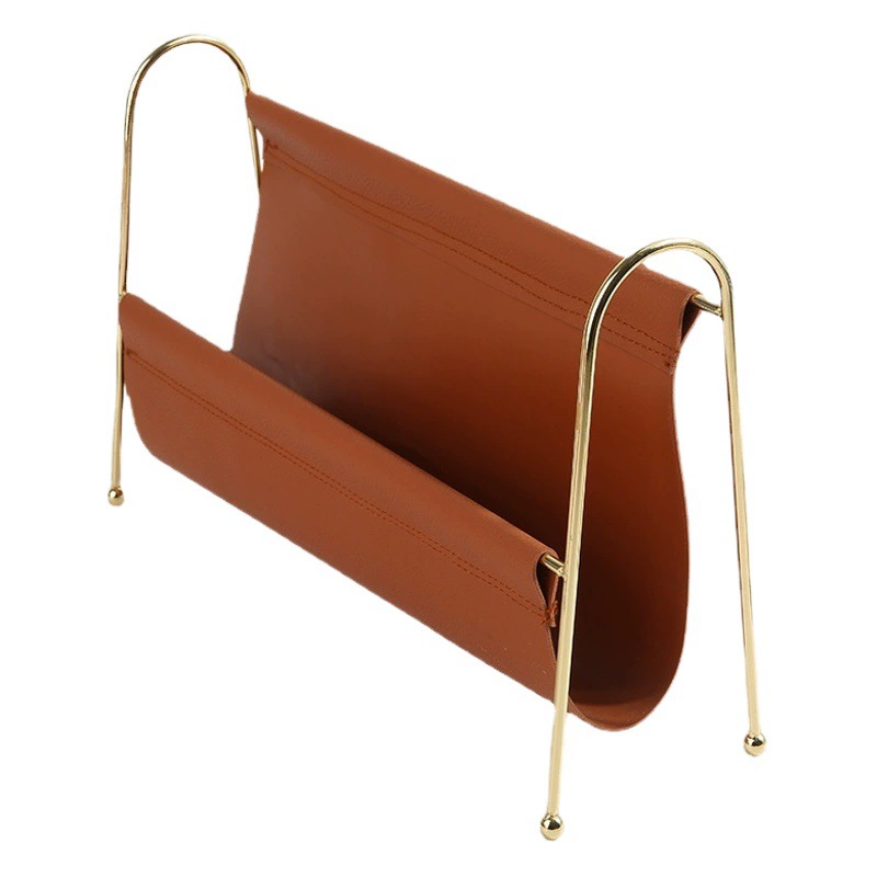 Простая металлическая кожаная стойка для журналов в скандинавском стиле, простая и удобная книжная полка, односторонняя стойка для файлов, Заводская поставка