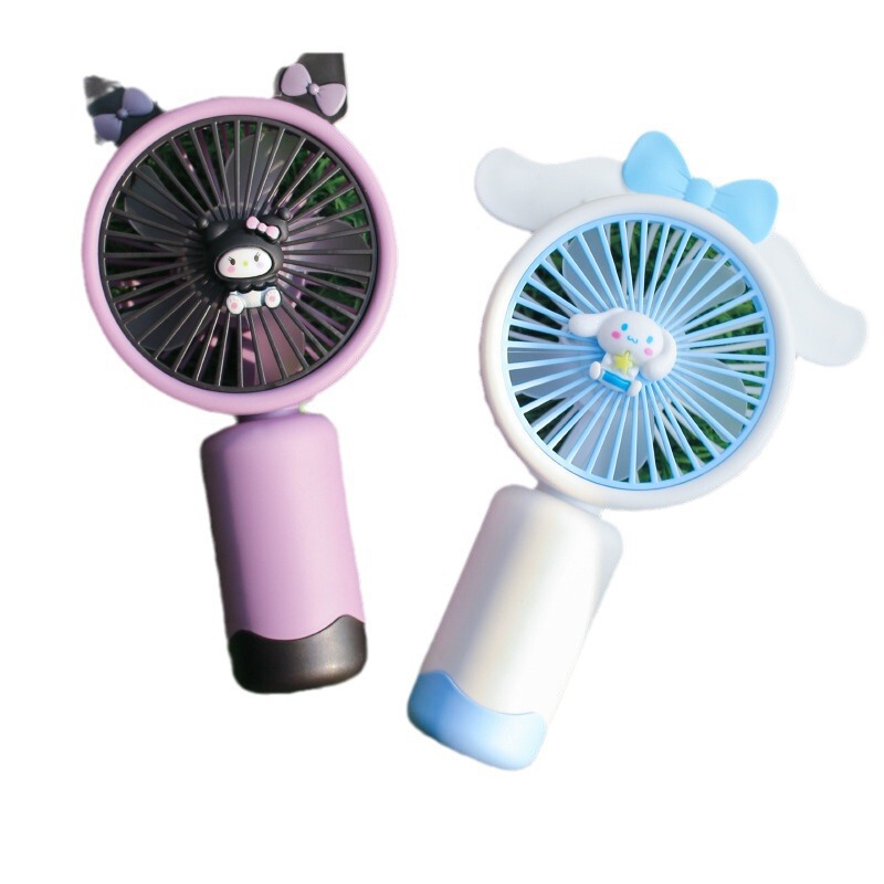 2025 新しい夏の子犬白漫画ポータブルハンドヘルド小型ファン充電式小型ファン高速強風|undefined