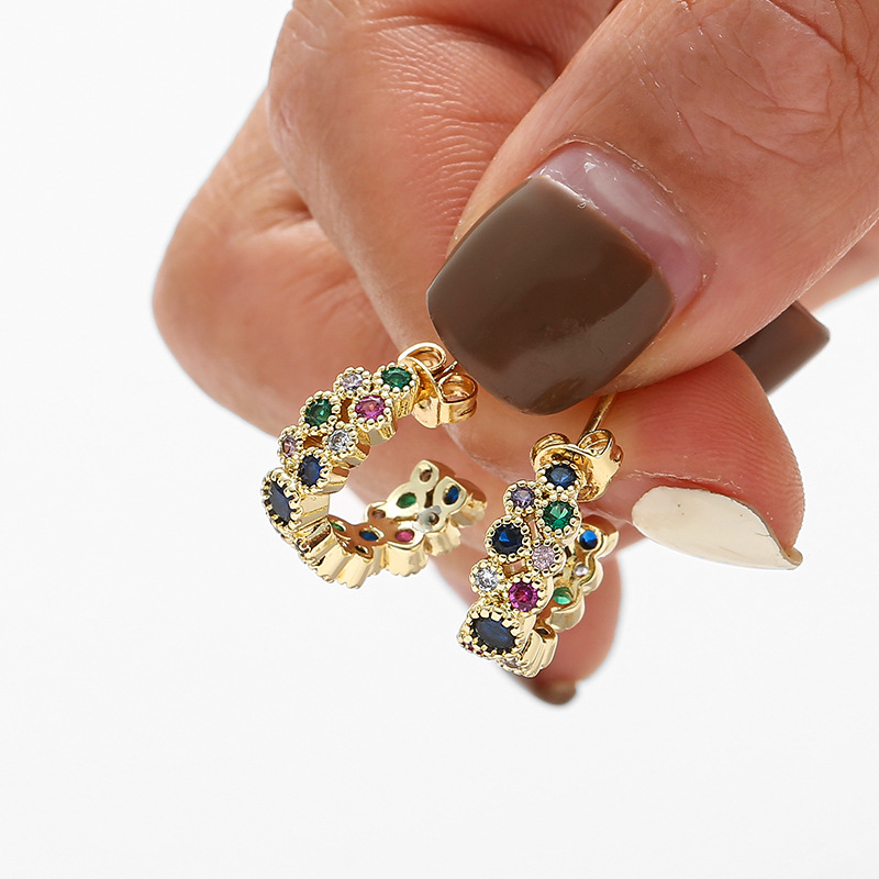 1 Pair Quantity 1 Pair Modern Style Classic Style Geometric 304 Stainless Steel Zircon Ear Studs