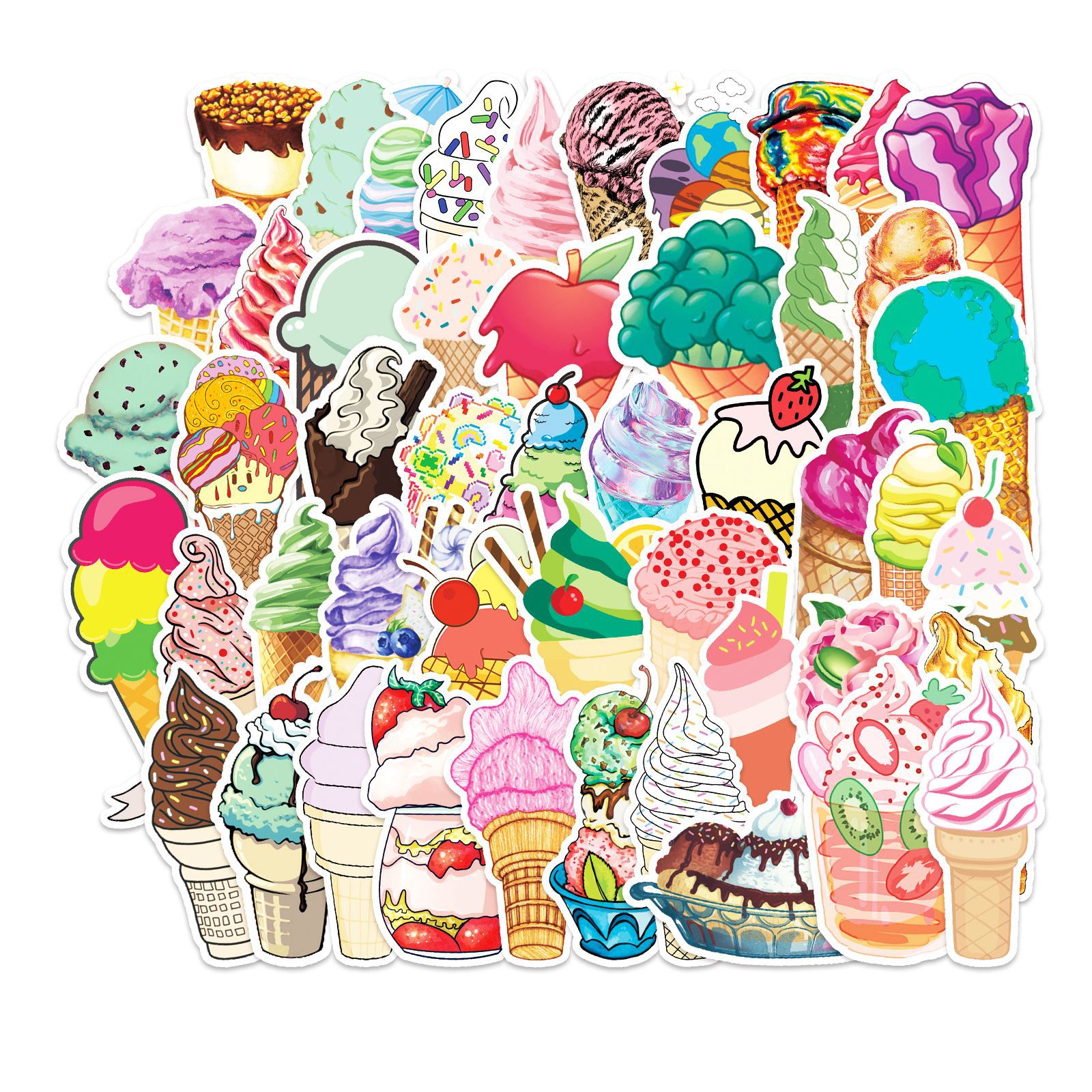 50 unids diario helado graffiti pegatinas personalidad transfronteriza dibujos animados lindo DIY monopatín equipaje pegatinas impermeable