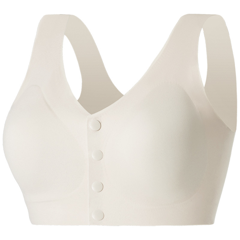 Ropa interior de madre sujetador inalámbrico delgado de verano sujetador de botón frontal de mujer sin costuras más tamaño ropa interior de mediana edad y ancianos