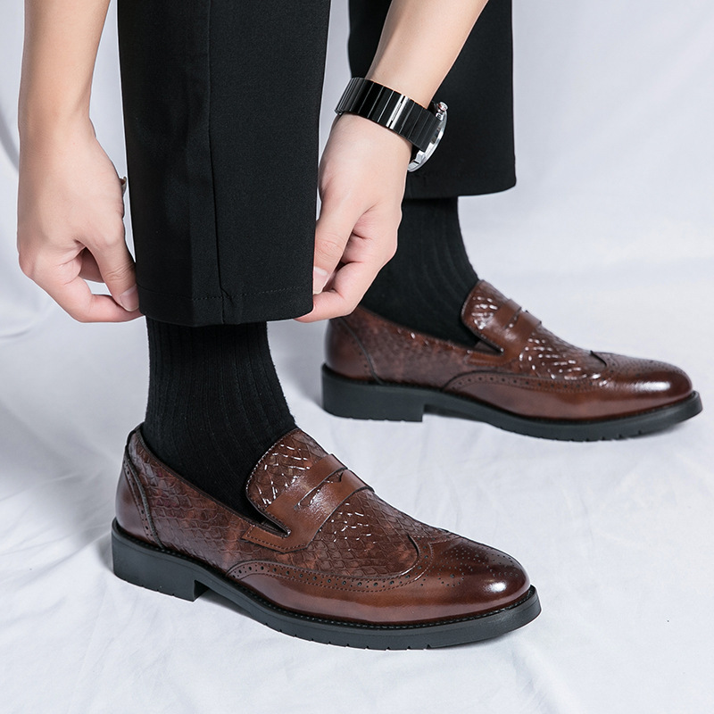 Transfronterizos de tamaño grande sonrisa de 48 yardas zapatos de cuero para hombres zapatos de tejido de negocios zapatos de boda zapatos de cuero Lefour image 4