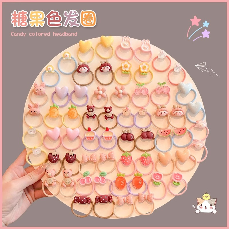 Cuerda para el cabello de color caramelo de dopamina, sentido avanzado femenino, cuerda para el cabello de dibujos animados de todo fósforo, cuerda para el cabello sin costuras, banda de goma para niños lindos