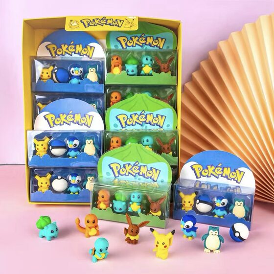 New bikachu Bao Ke Meng gift box 3D three-dimensional eraser Eraser suit creative learning prize gift eraser