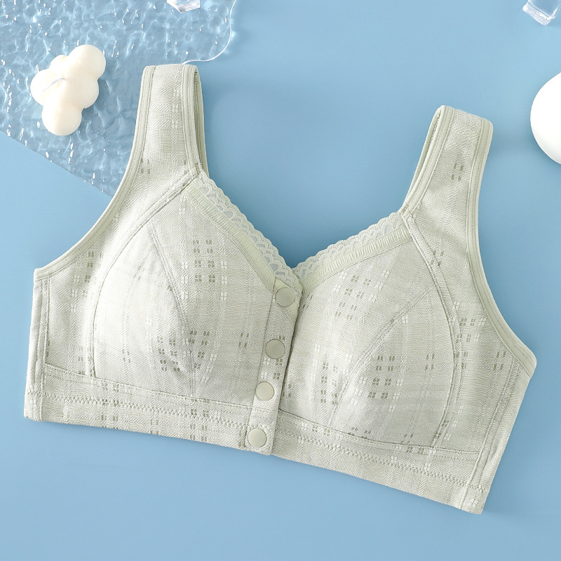 Ropa interior de la madre verano de las mujeres delgada hebilla frontal sujetador inalámbrico de mediana edad y ancianos mujeres más tamaño chaleco push up bra