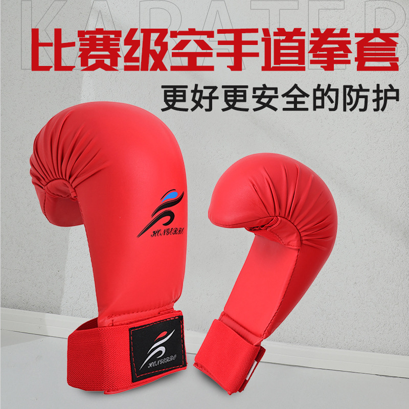 Karate Gloves for Children and Adults, Thickened Boxing Gloves, Sanda Competition Training Protective Gear, Shock-Absorbing Wrist Protection, Professional Grade