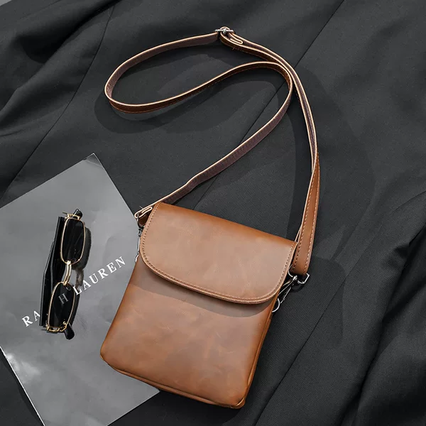 Crazy Horse PU Leather Small Bag Korean Men's Bag Men's Bag Fashion Casual Backpack Men's Trendy Shoulder Crossbody Bag
