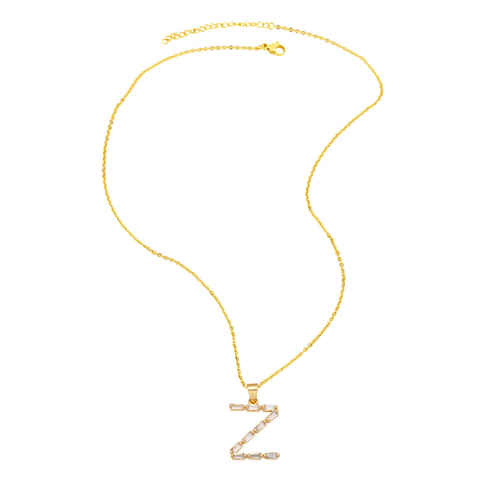 Fashion Letter Copper Inlay Zircon Pendant Necklace 1 Piece