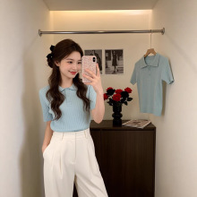 ��ɫPolo������黨��֯������Ů�ļ��⴩��Ƹм���ٴ�̿�����