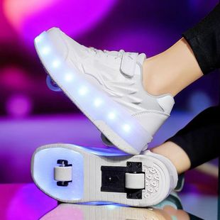 Cross-border heloo shoes autumn double skates charging invisible wheels adult skates source factory explosions
