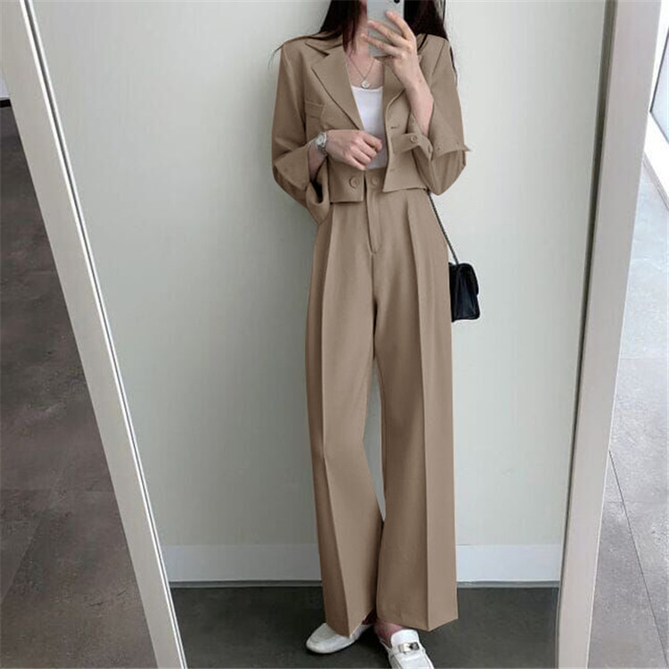 新品2022春夏秋季网红休闲英伦风小西套装女士短款韩版西服上衣详情33