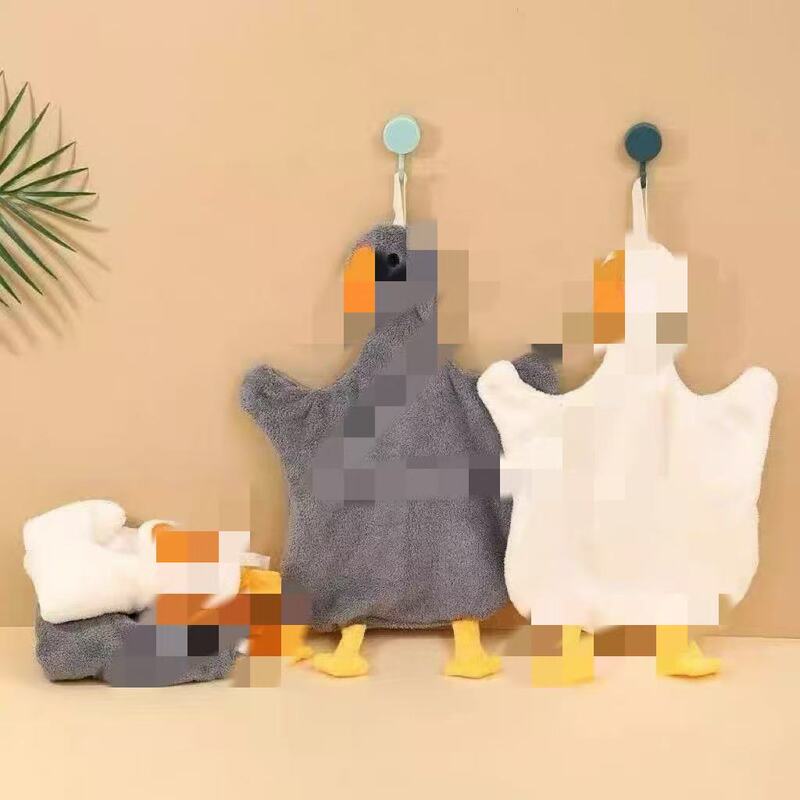 Large Goose Hand Towel, Hanging Absorbent Coral Fleece Towel for Bathroom and Kitchen, Children's Hand Towel