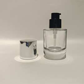 30ml 玻璃瓶 乳液泵头 亮黑色泵头 银色盖子 可定制 图片有现货
