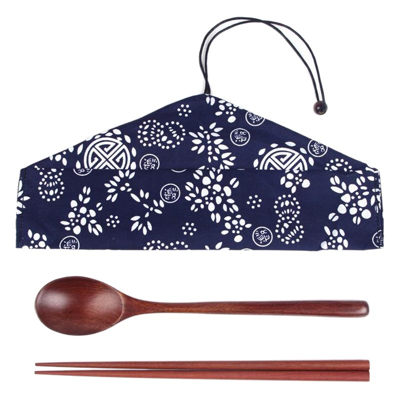 Creativo palillos de madera cuchara traje estilo japonés viaje de almacenamiento palillos cuchara viaje de negocios vajilla logotipo al por mayor