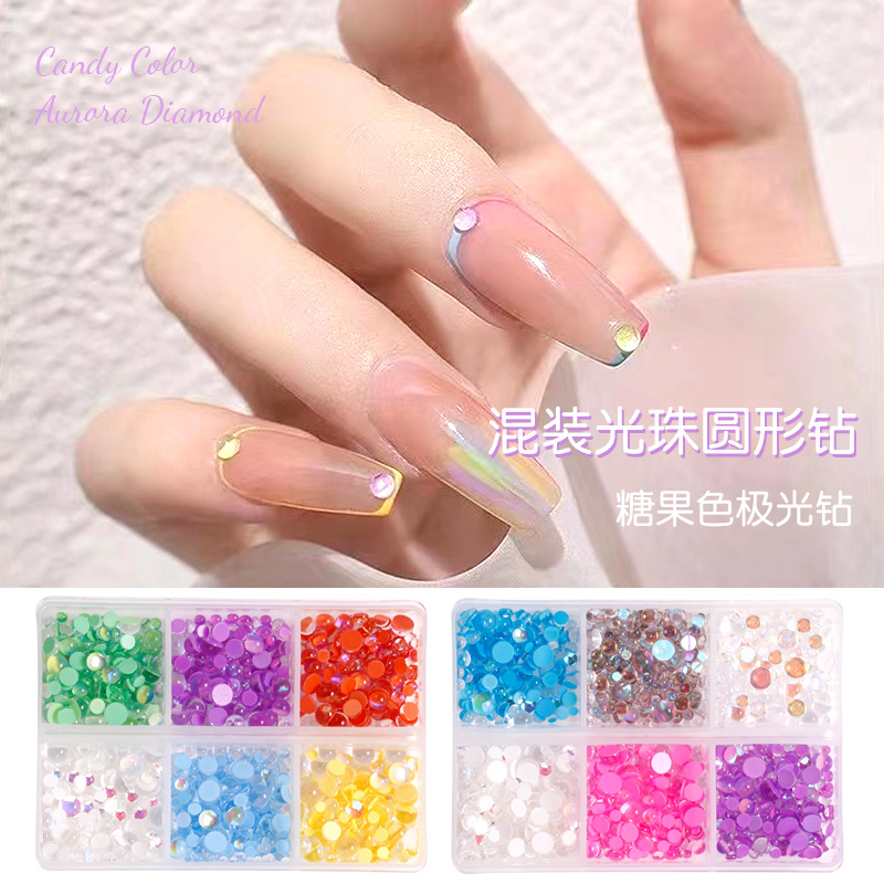 Cruzar la frontera de verano sirena magia diamante Aurora caramelo cuentas de cristal decoración de uñas bricolaje uñas joyería 600 cajas