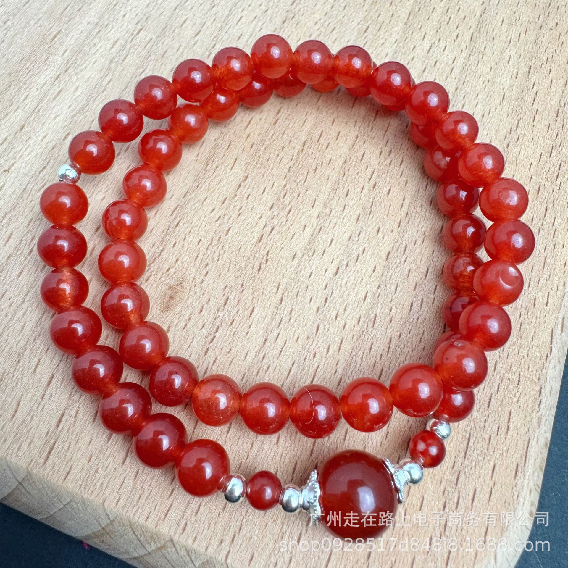 레드 마노 더블 서클 디자인 (6mm)