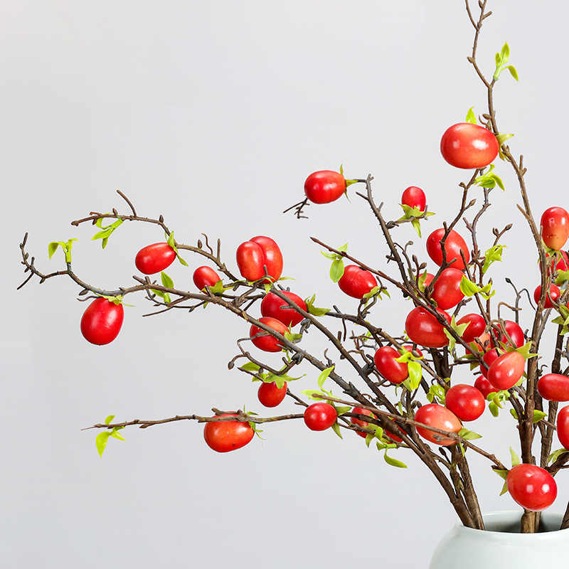 仿真水果圣女果小番茄西红柿果枝店铺橱窗样板间桌面插花装饰摆件