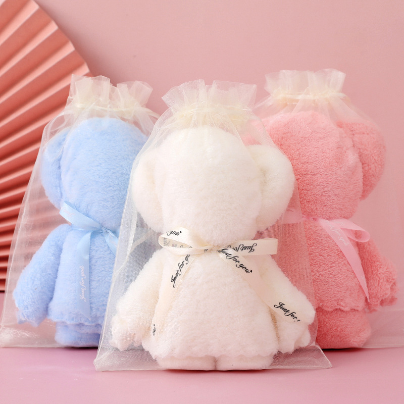 Bear Towel Event Opening Ceremony Beauty Salon Gift Delivery High-End Birthday Gift for Best Friend Coral Velvet Towel
