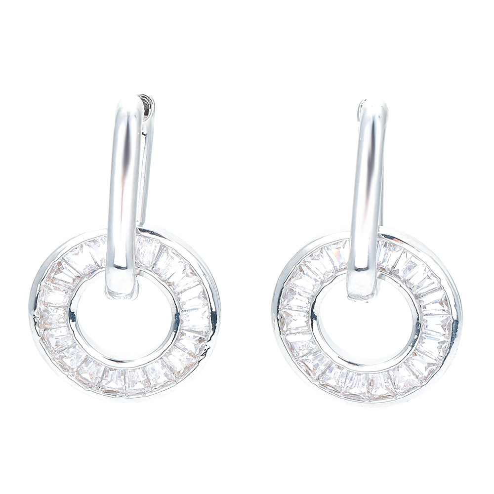 Zircon Inlay Material Drop Earrings Classification Fashion Circle Copper Drop Earrings Inlay Zircon Copper Earrings