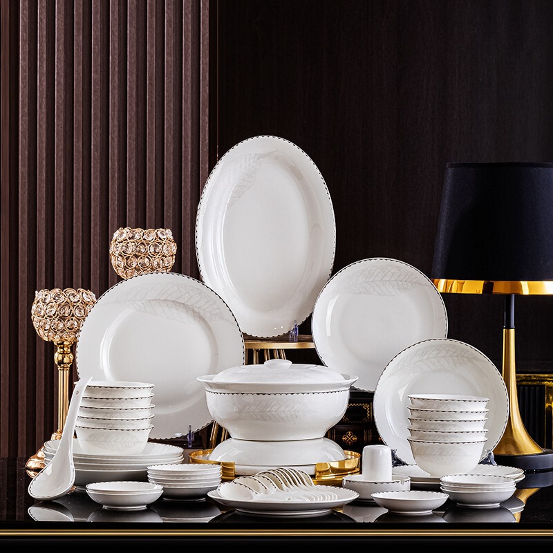 Jingdezhen Ceramic Tableware and Dishes Set Household Nordic Tableware Set Soup Bowl Gift Box Dropshipping