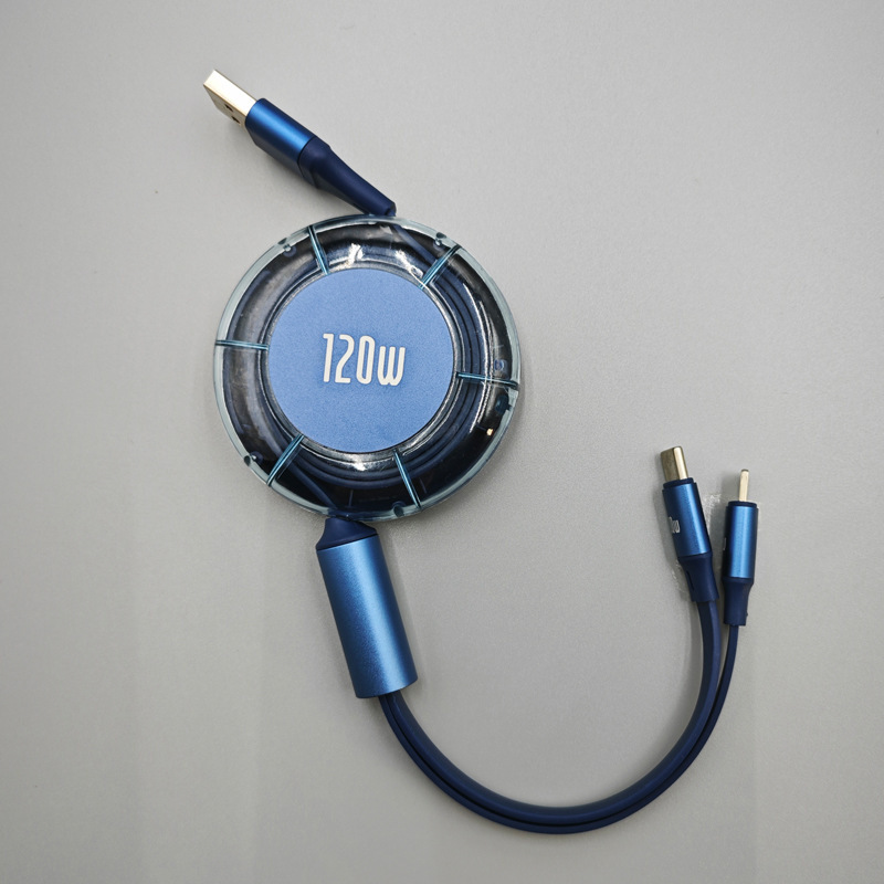 Huawei Apple 14/16 Type-c 格納式 2 対 2 車高速充電ケーブルに適した透明な 120W データケーブル|undefined