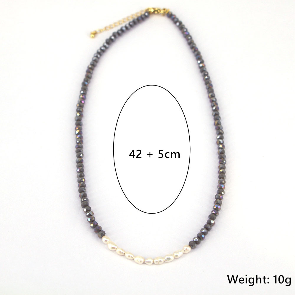 Splicing Crystal Beaded Pearl Necklace Clavicle Chain display picture 1